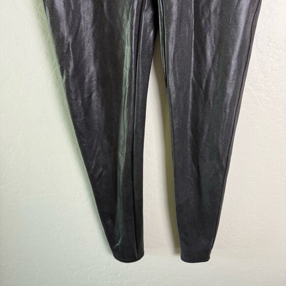 Spanx Faux Leather Leggings Black Coated Slimming Pull On XL NWT 2437 - Picture 4 of 14